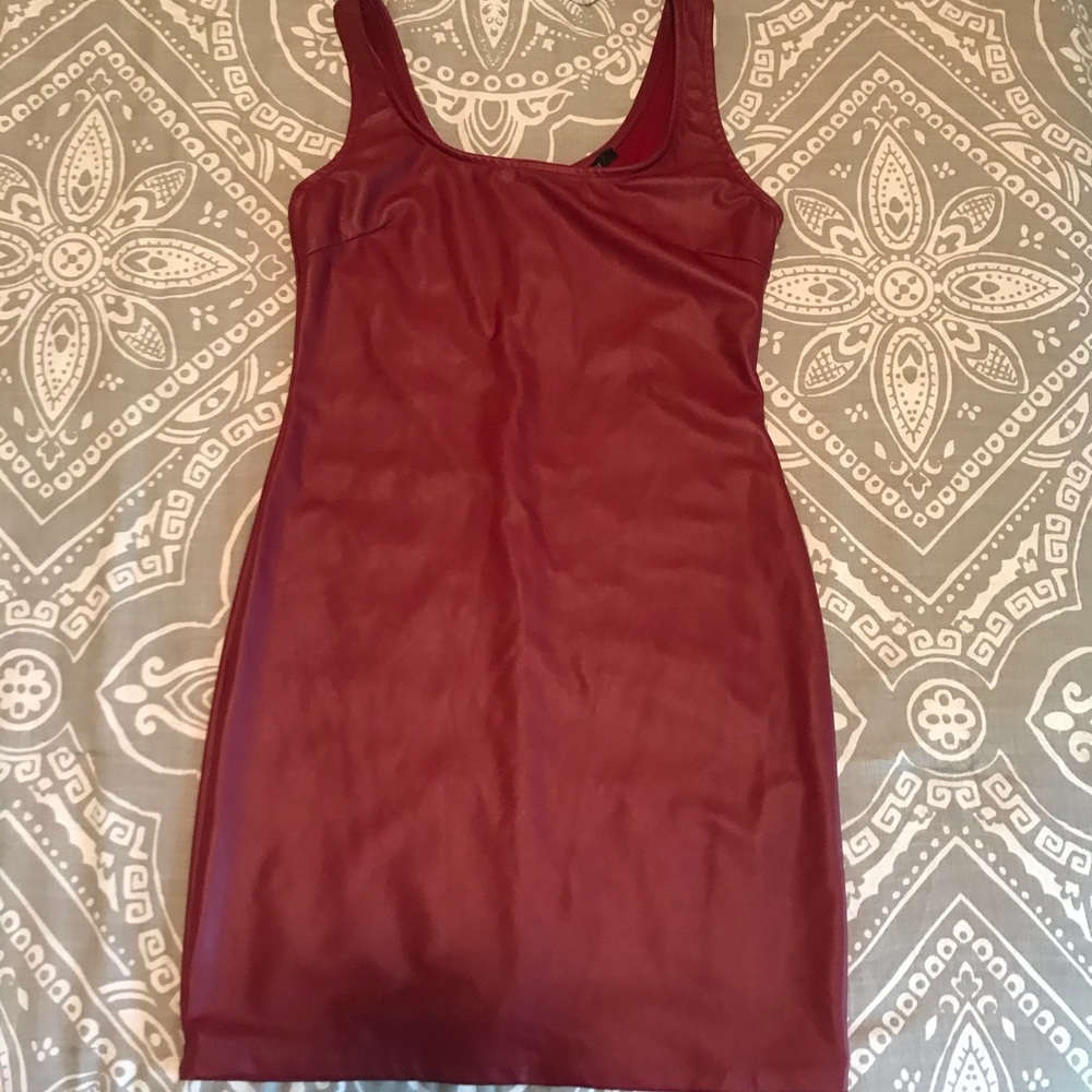 Faux Leather Red Mini Dress